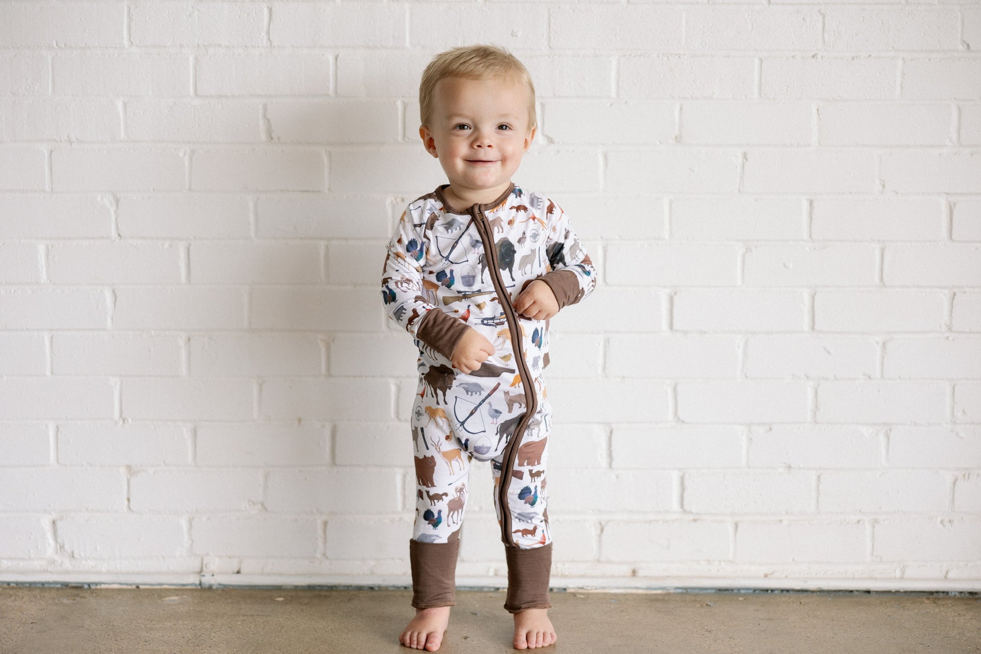 Toddler in Hunting Bamboo Pajamas