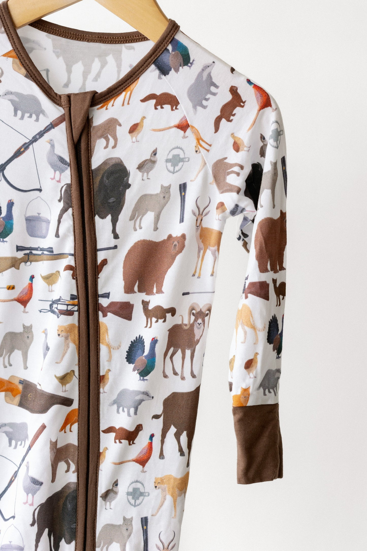 Medium close up kids hunting bamboo pajamas